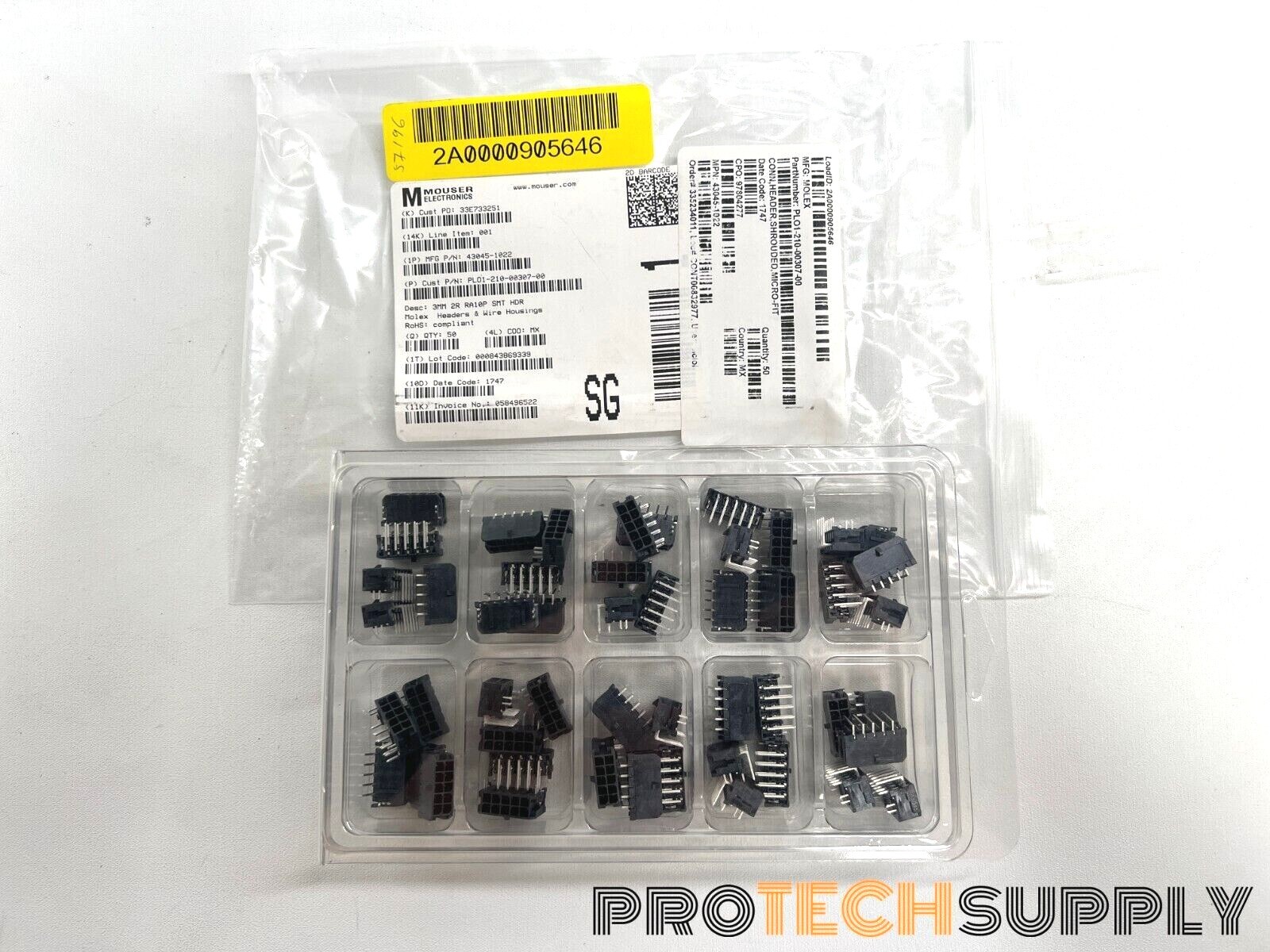 (Box of 50 Pc) Molex 43045-1022 Wire to Board HDR 10 Hole 3mm Solder w/ WARRANTY