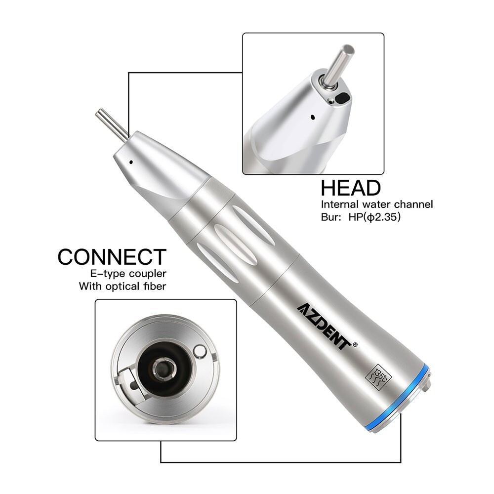 AZDENT Dental Optic Fiber LED Low Speed Handpiece 1:1 Straight Inner Water Spray