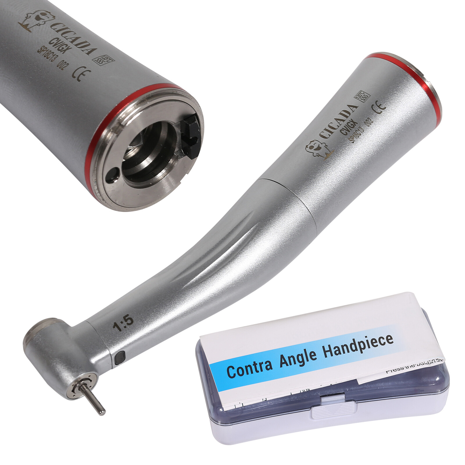 Dental 1:5 Increasing LED Optic Contra Angle Handpiece Inner water channel CV/GX