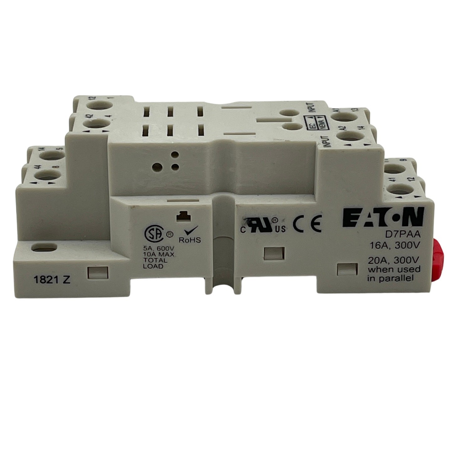 Eaton D7PAA General Purpose Relay Socket DIN Rail Finger Safe 300V 16A IP20