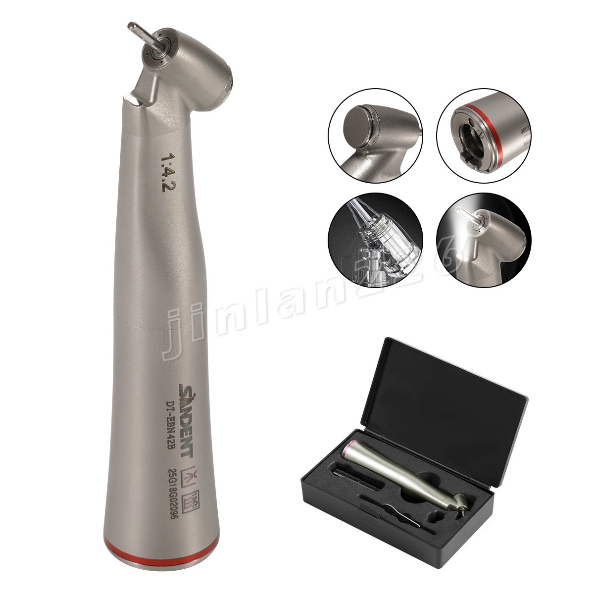 Dental 1:4.2 Increasing Contra Angle 45° Handpiece Fiber Optic Inner Water Spray