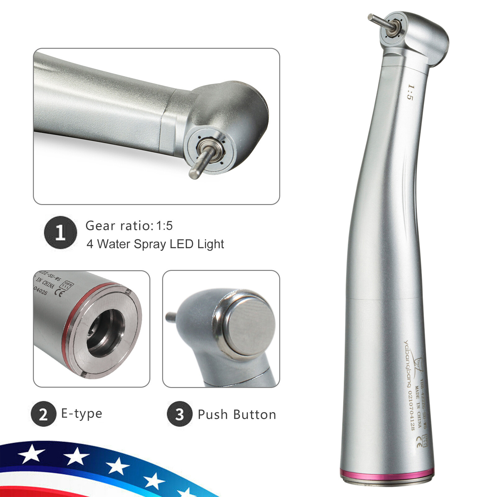 Dental Implant 1:5 1:1 NO-LED /Fiber Optic Contra Angle Handpiece