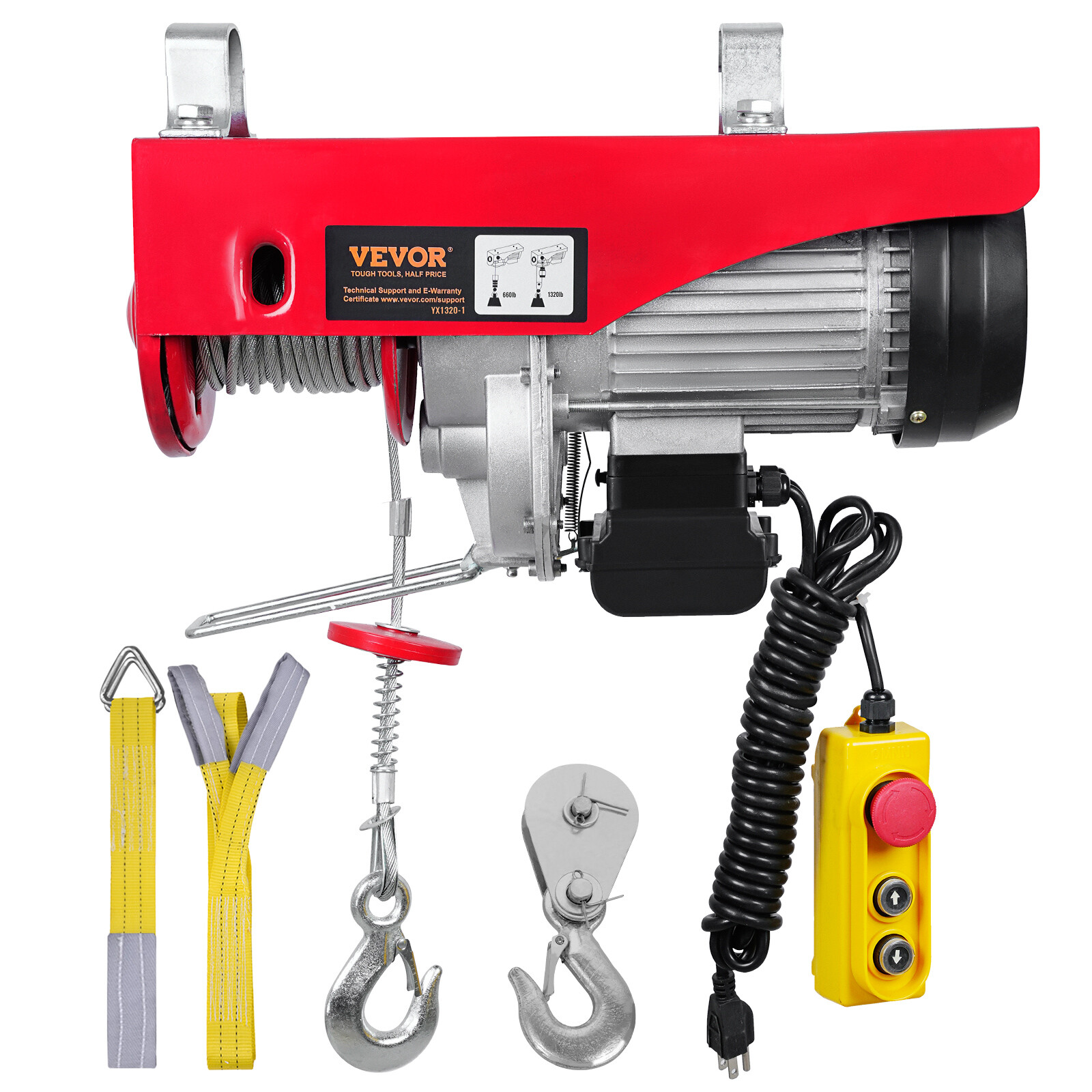 Electric Hoist 1320lbs Crane Winch with Wired Remote Control 1150W 110V
