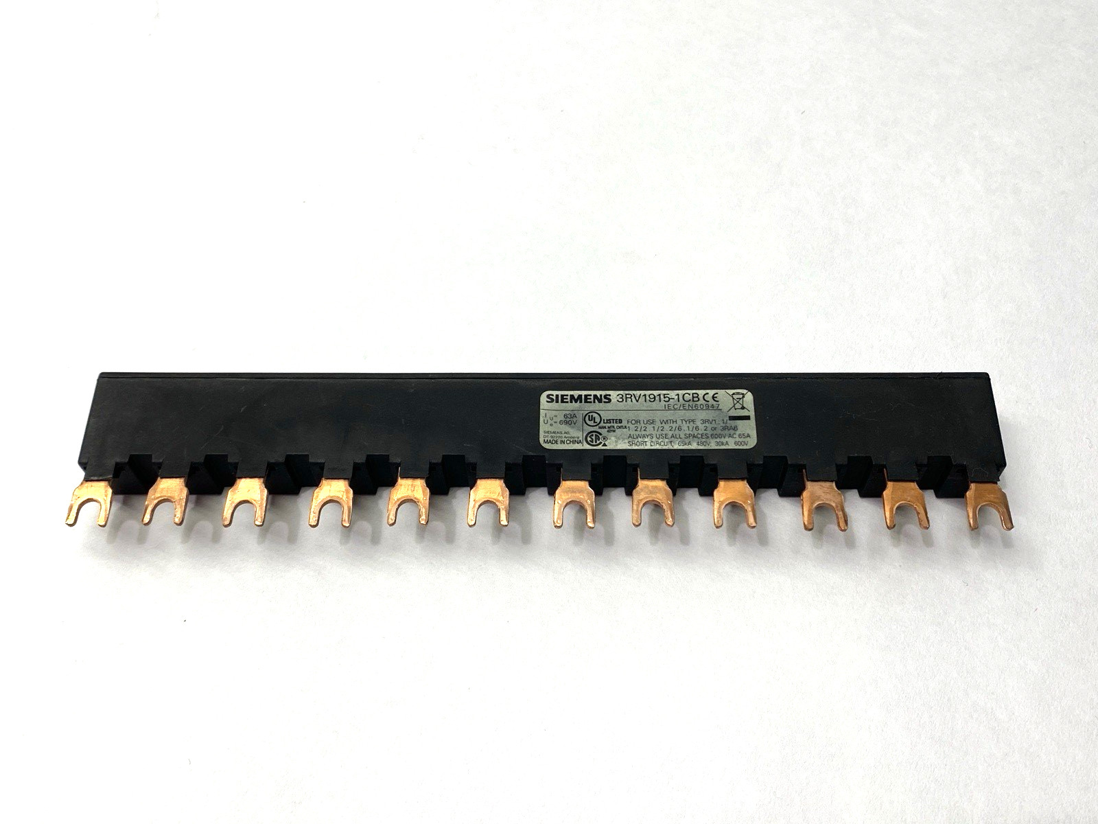 Siemens 3RV1915-1DB Busbar 3-Phase 600VAC 65A
