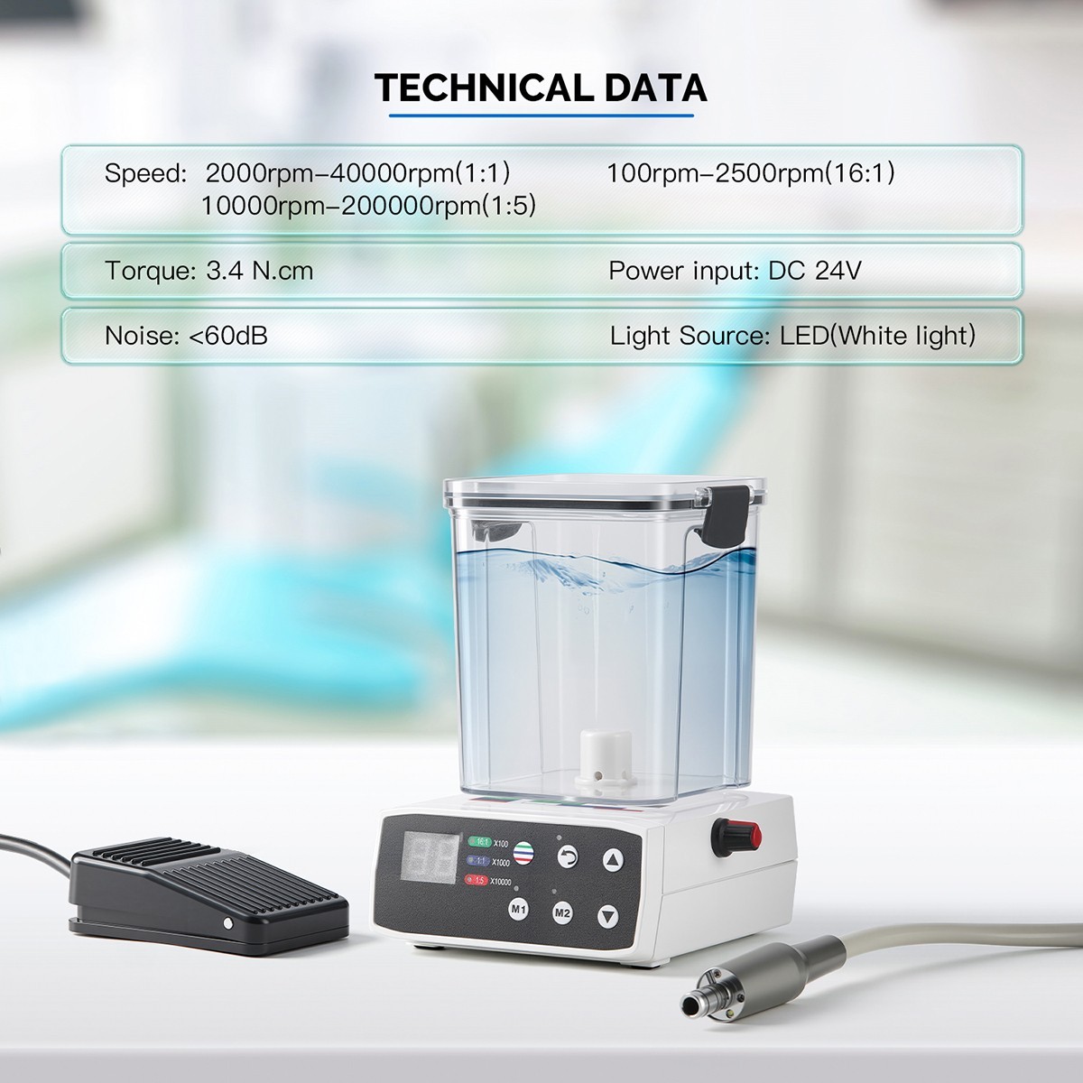 Dental Electric LED Brushless Micromotor w/Water Tank For Practice 1:1 1:5 16:1