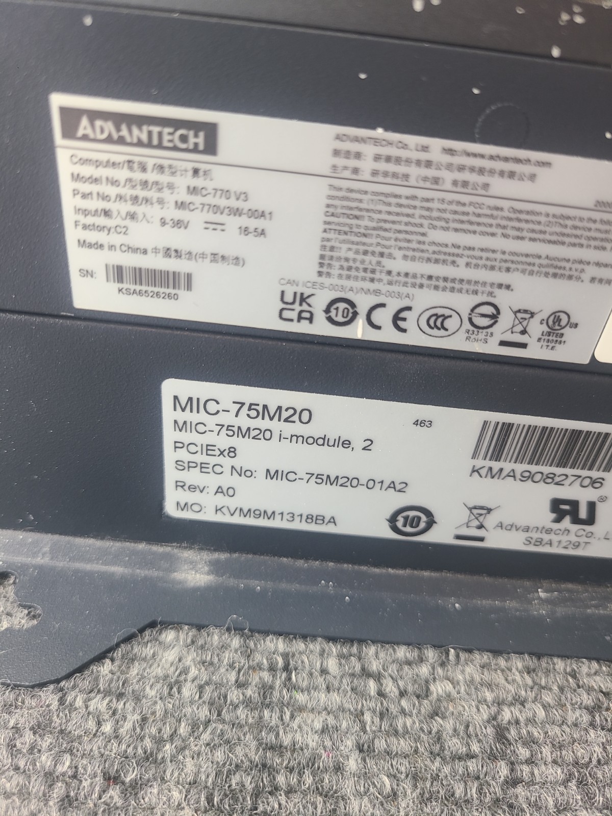 ADVANTECH MIC-770 V3 COMPACT FANLESS SYSTEM W/ MIC-75M20 i-MODULE SSD 256GB
