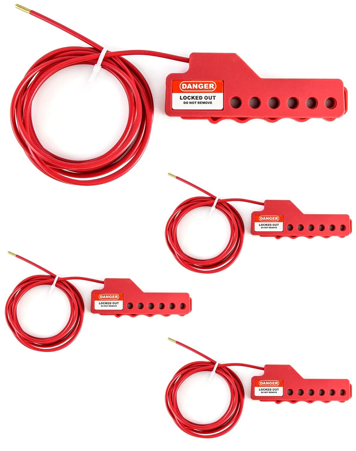 Cable Lockout Bundle 4 Pack 7.9ft 1/8in Steel Cable 6 Hole Safety LOTO