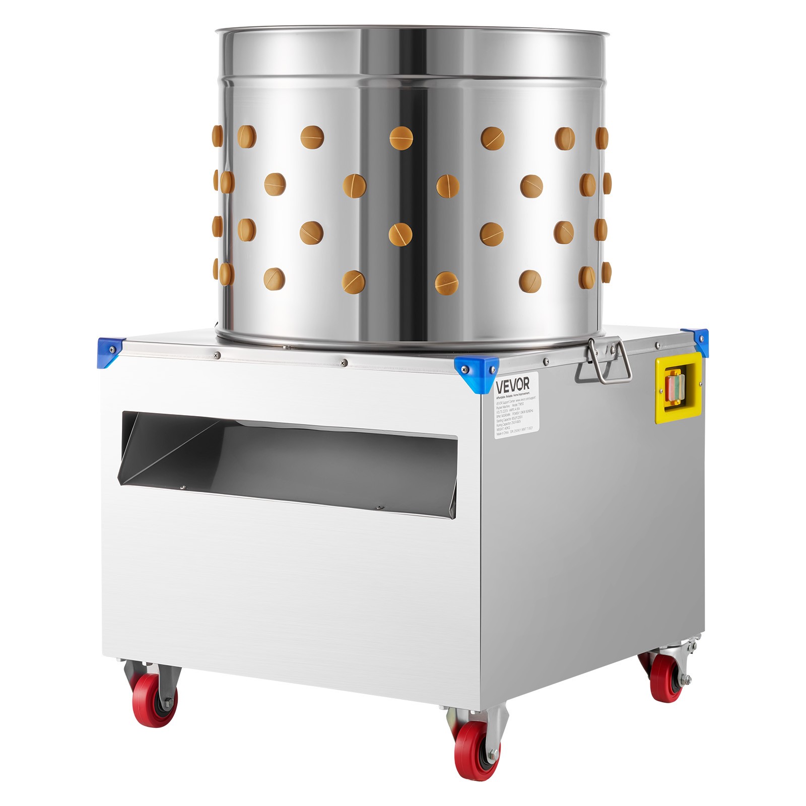 VEVOR 19.7″ Electric Chicken Plucker Machine 1500W & 275RPM 106 Fingers & Wheels