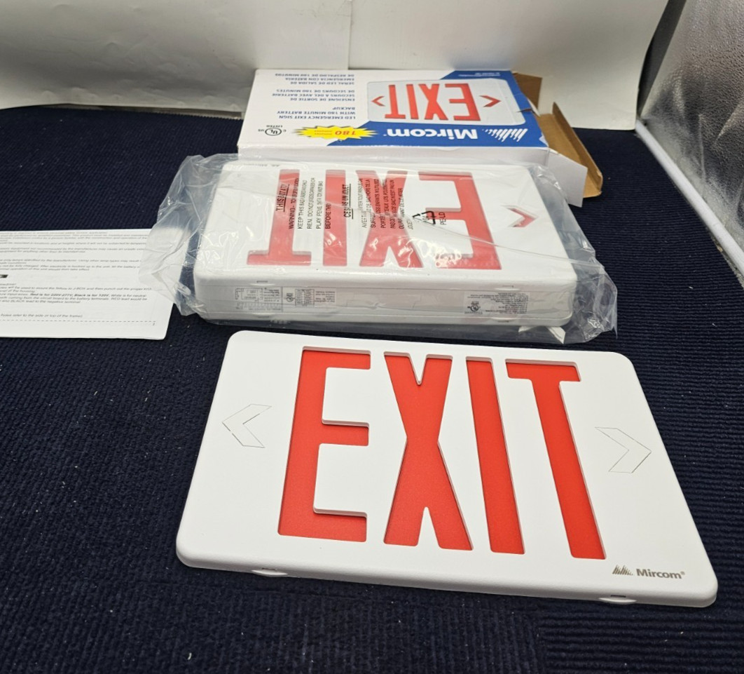 Mircom EL-7007RX-180 Thermo Plastic Exit Sign 180min Backup Red IP Class IP20
