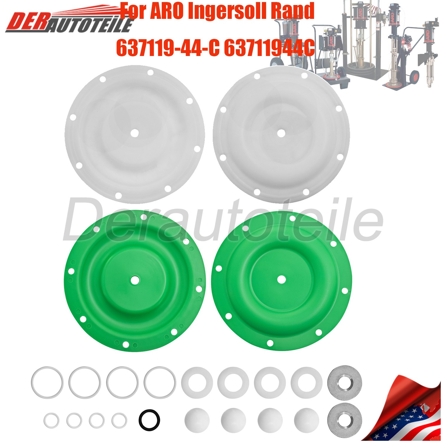 NEW Fits ARO Diaphragm Pump Repair Kit for Ingersoll Rand 637119-44-C 63711944C