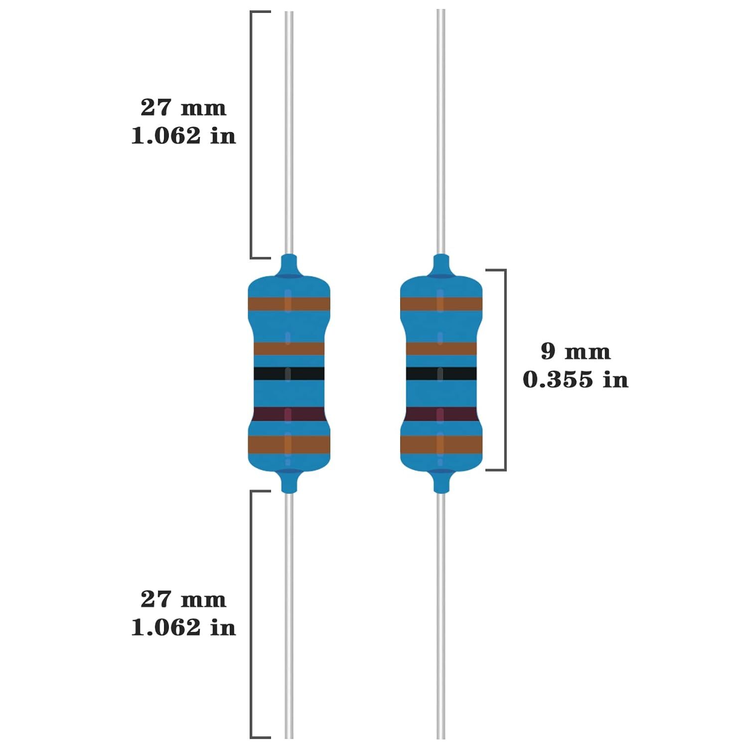 25 Values 1/2W Resistor Kit from 1 Ohm to 1M Ohm 1/2 Watt 1% Metal Film Resistor