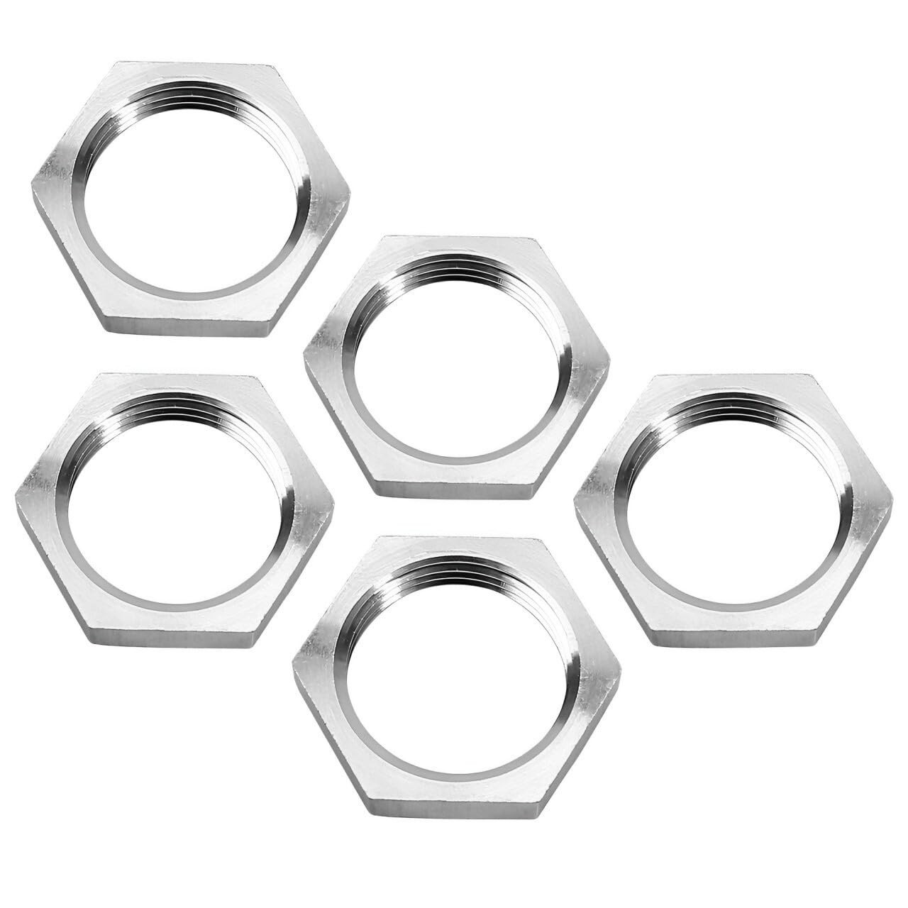 5Pcs/Set M22 X 1.5Mm Hex Lock Nut Pipe Fitting Female 304 Stainless Steel Metric