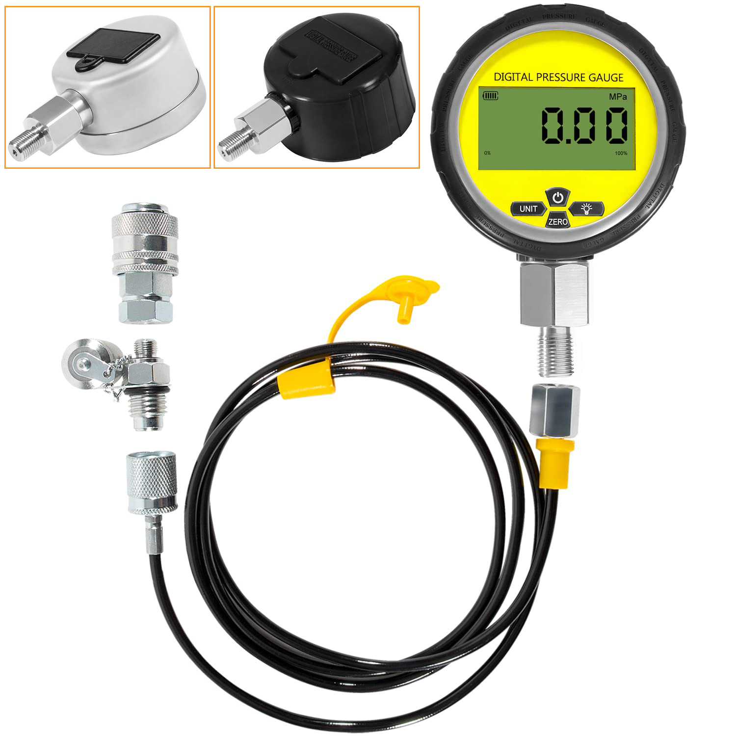 10000PSI Digital Hydraulic Pressure Test Coupling Gauge Manometer Tester Set