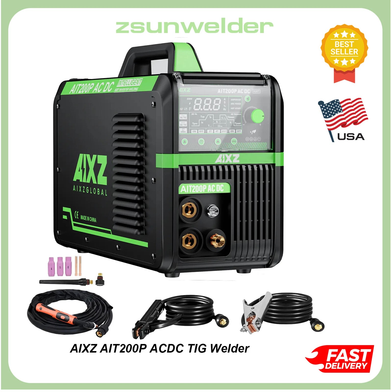 110V/220V AC DC TIG Welder &Foot Pedal Stick Pulse TIG Welding Machine 200A