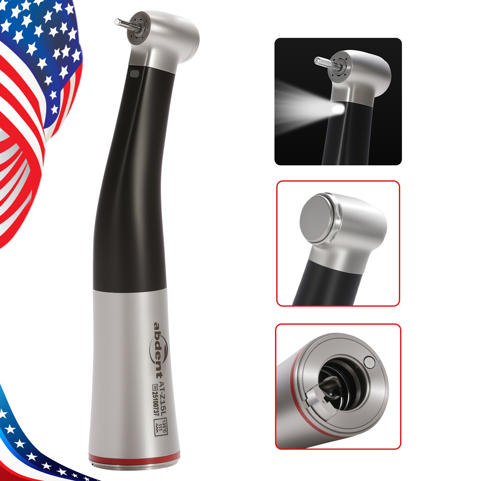 Abdent Dental 1:5 Electric Handpiece LED Fiber Optic Increasing Contra Angle USA