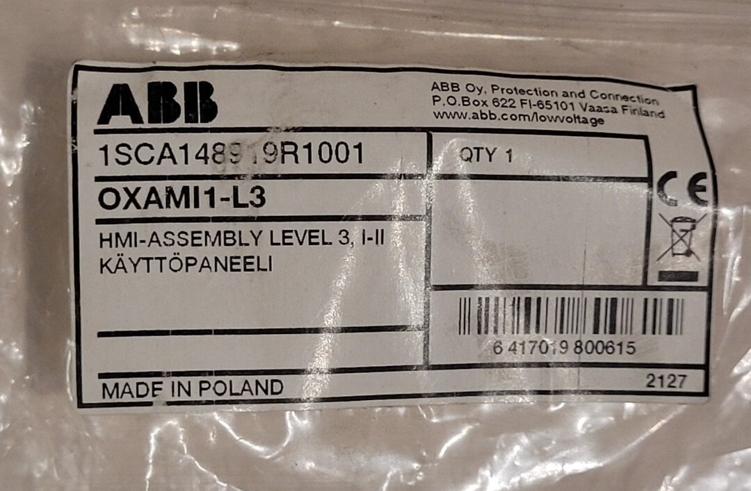 ABB HMI-Assembly Level 3 OXAMI1-L3 1SCA148919R1001 Brand New/Free Shipping!!