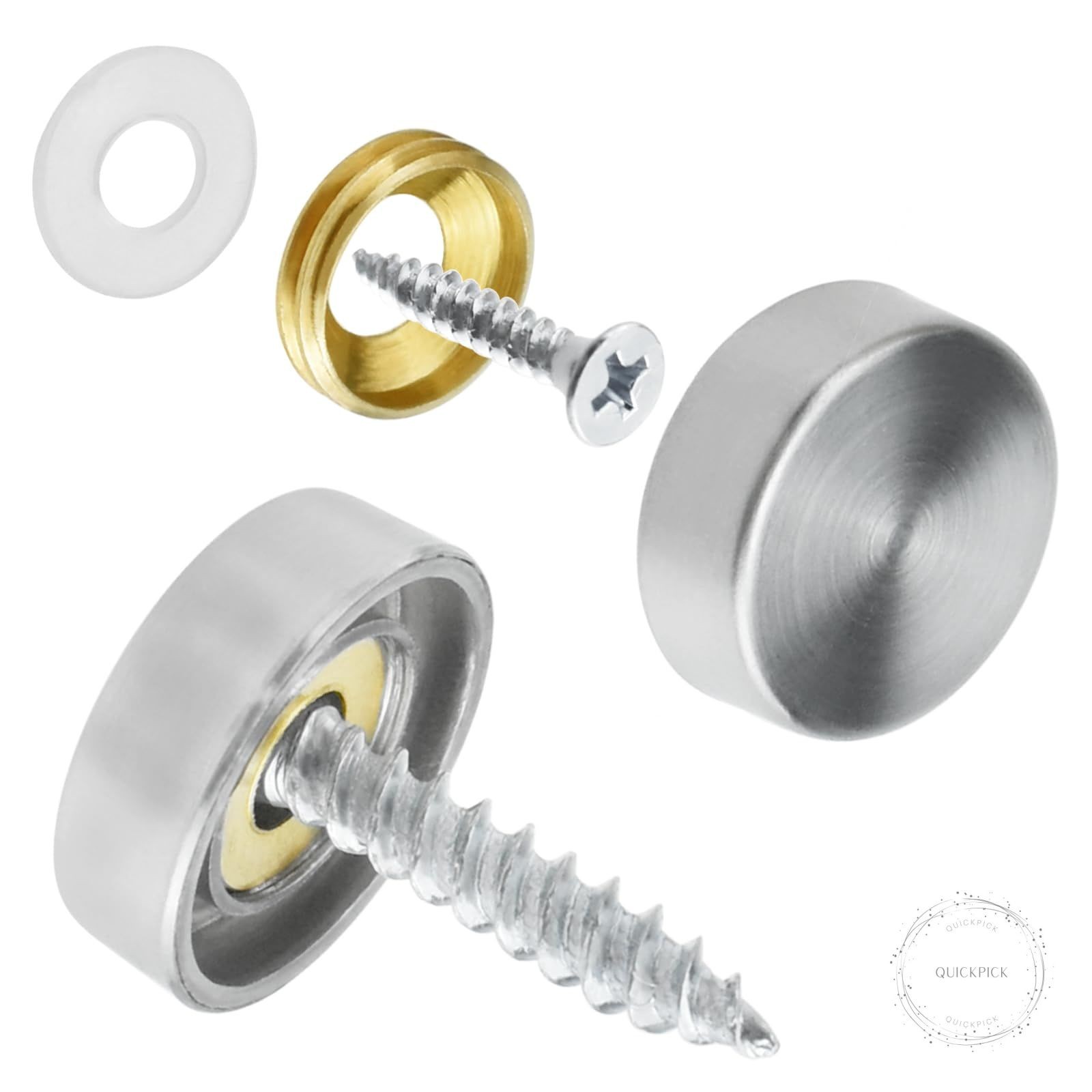 24 Pcs Stainless Steel Screw Cover Cap, 0.63″/16mm Diameter Mirror Screw Cap