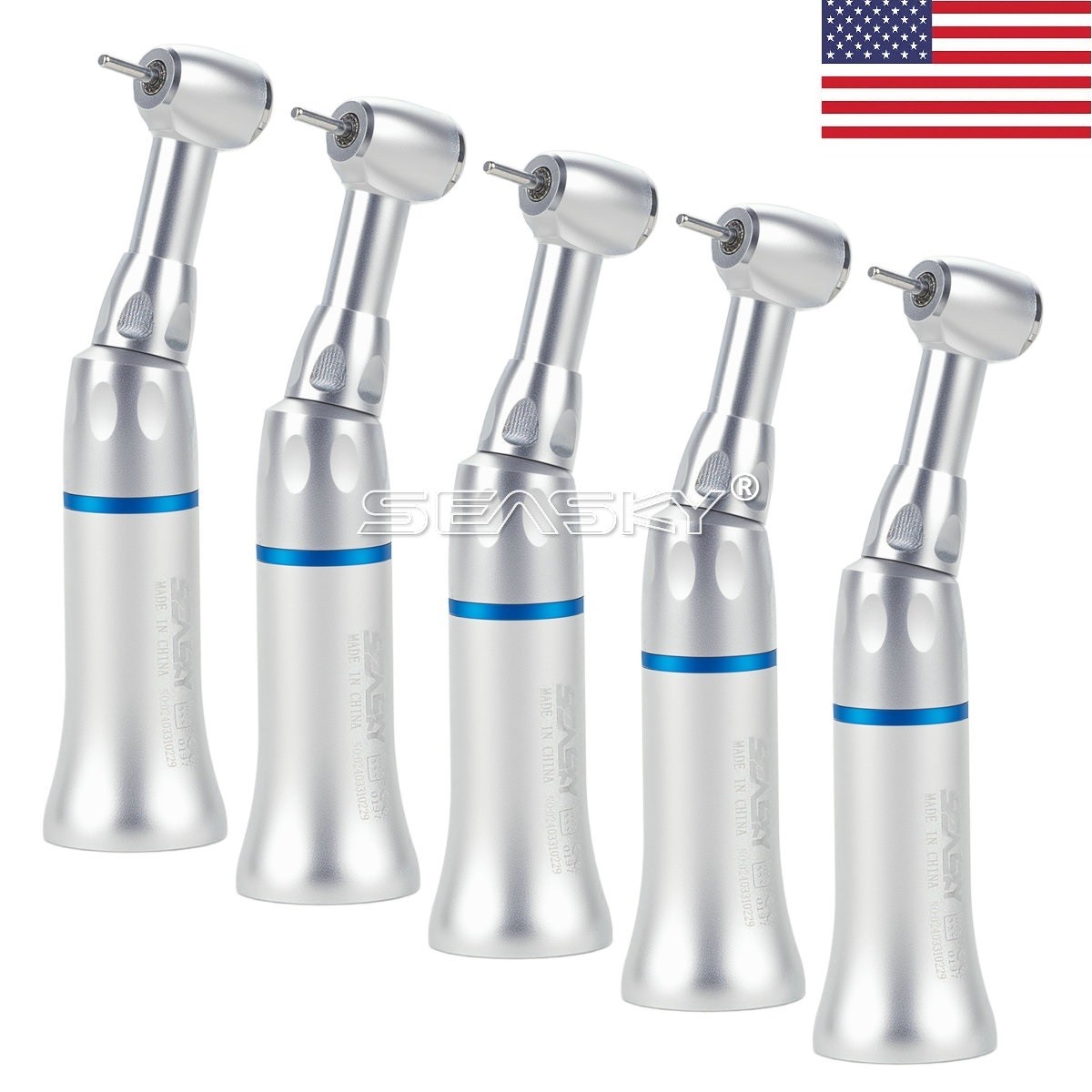 10 Dental Low Speed Handpiece 1:1 Contra Angle Push Button fit FG 1.6mm Burs USA