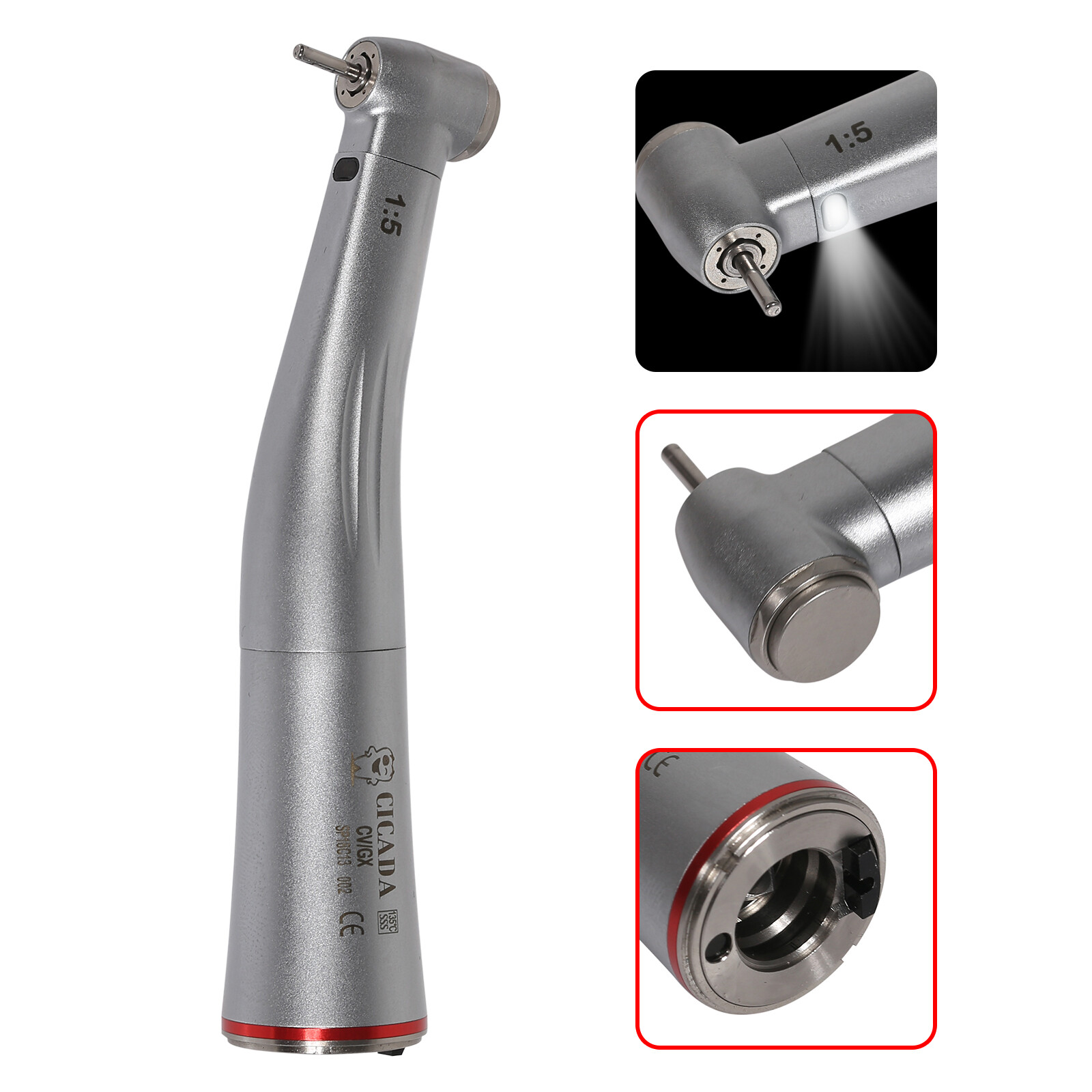 Dental 1:5 Increasing LED Optic Contra Angle Handpiece Inner water channel CV/GX