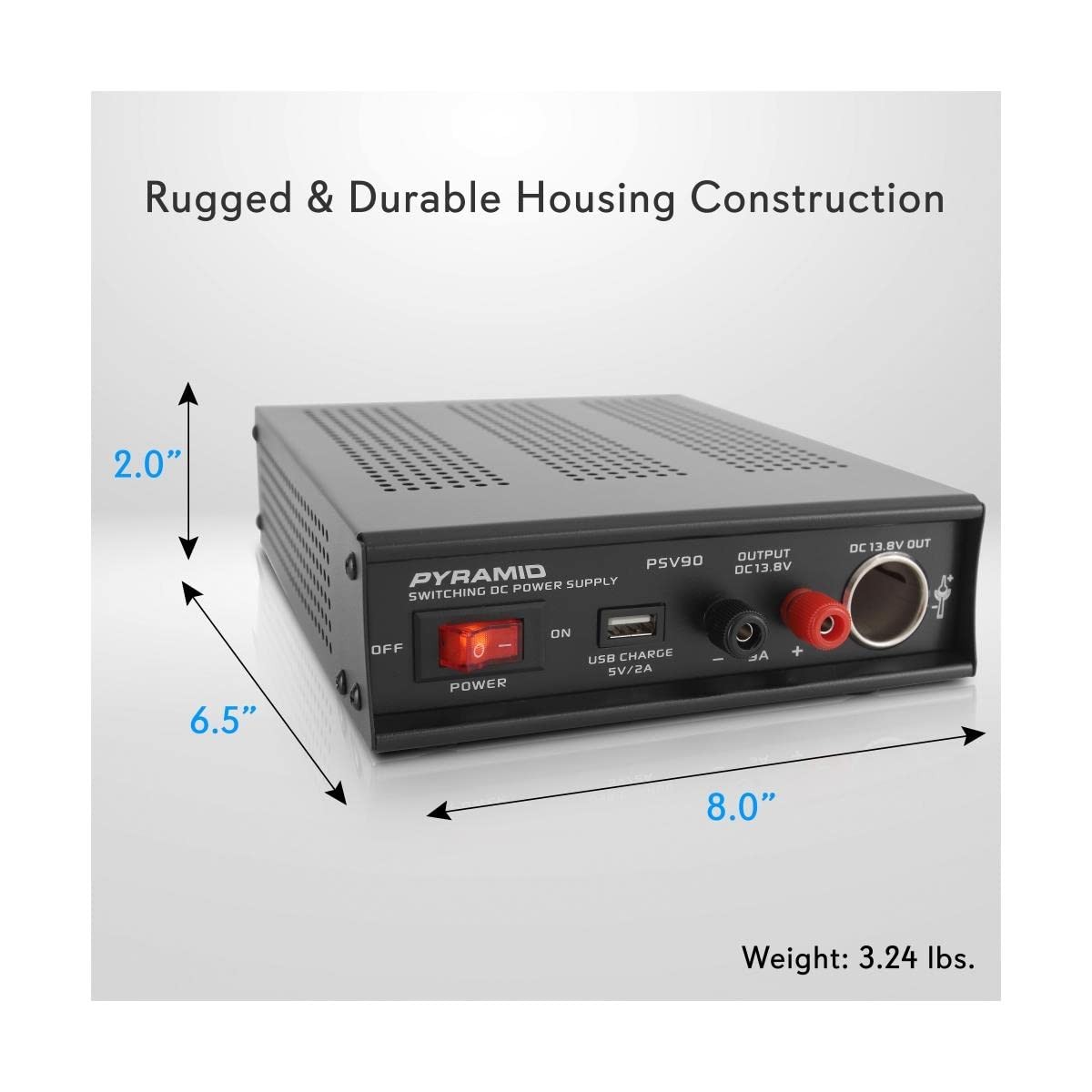 Pyramid Universal Compact Bench Power Supply – 9 Amp Regulated Home Lab Black