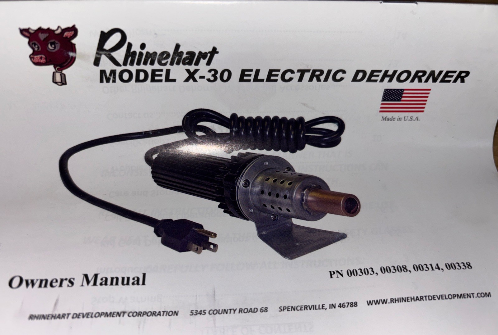 Rhinehart Electric Dehorner Model- X30 200 Watts Professional Grade 96” Cord