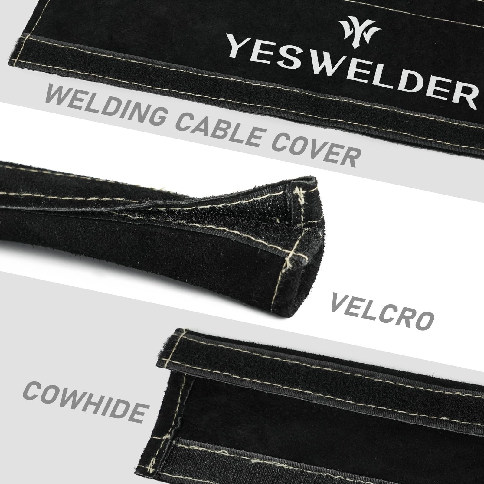 Flame Resistant Leather TIG Welding Torch Cable Cover – 25ft (7.6m) Black Sleeve