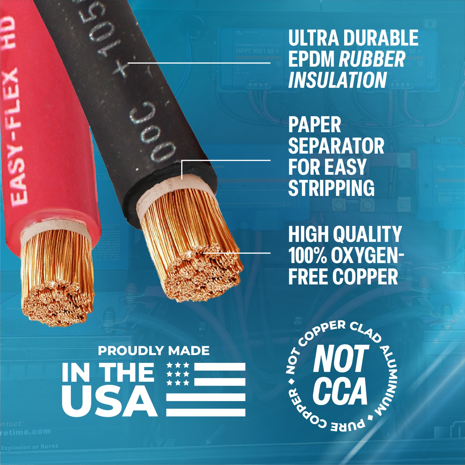 WELDING CABLE 1 AWG BLACK 75′ FT BATTERY LEADS USA NEW Gauge Copper Solar