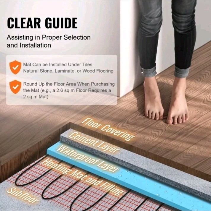 VEVOR Floor Heating Mat 100 Sq. ft Electric Radiant In-Floor Heated Warm **Read*