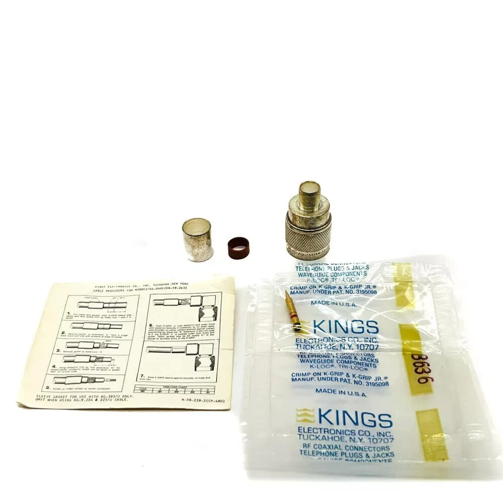 Kings Electronics M39012/01-0501 N-Type Straight Crimp RF Connector Plug 50 Ohm