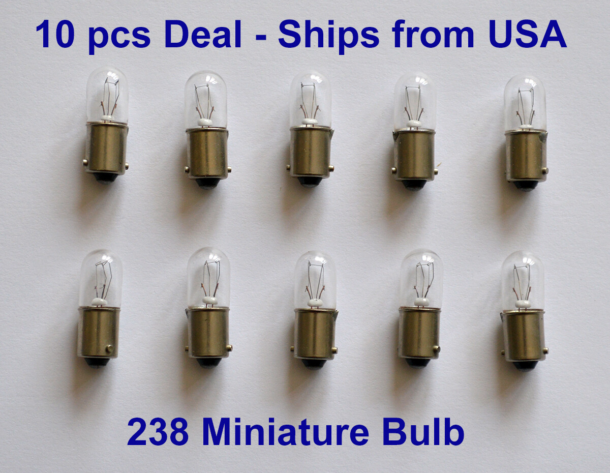 Lot of 10 – 238 Miniature Indicator Light Bulb 6.3V Volt 0.5A Amp ships from US