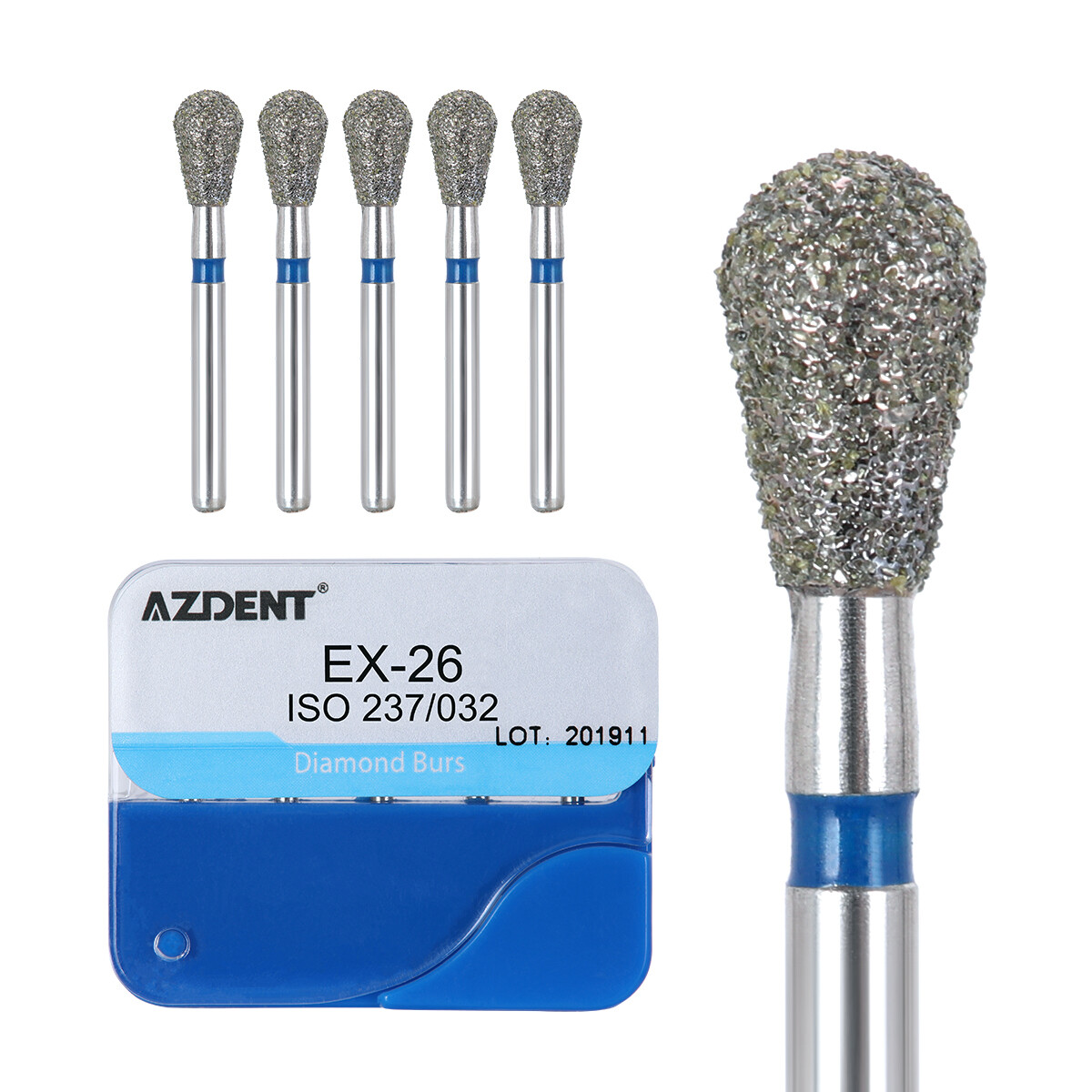 100pcs AZDENT Dental Diamond Burs for High Speed Handpiece Medium 20Models