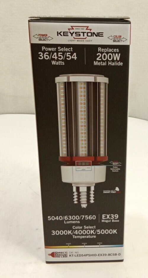 Keystone KT-LED54PSHID-EX39-8CSB-D 36/45/54W HID LED Lamp Color & Power Select