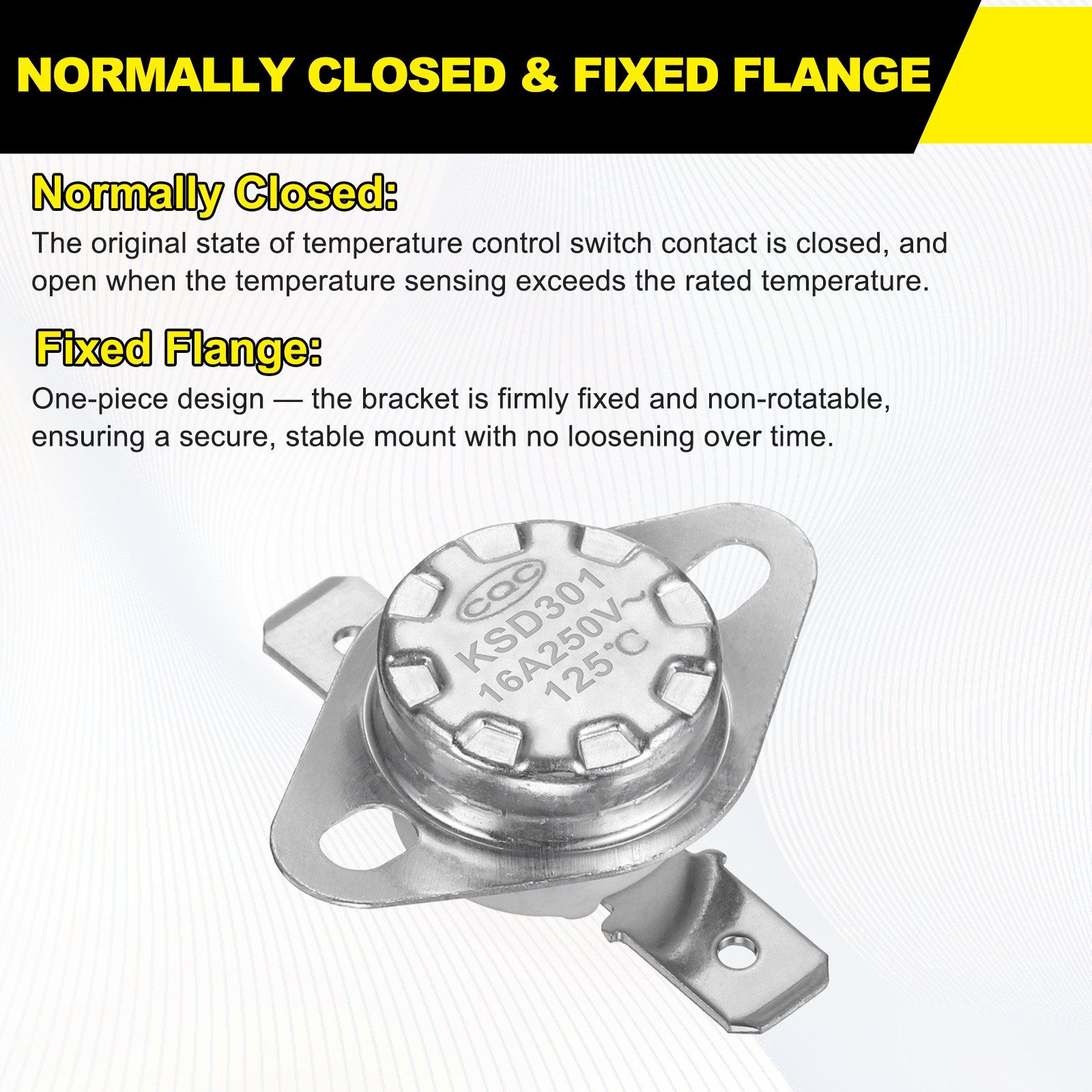 8Pcs KSD301 Thermostat 125°C/257°F 16A 250V Normally Closed N.C Switch, Ceramic