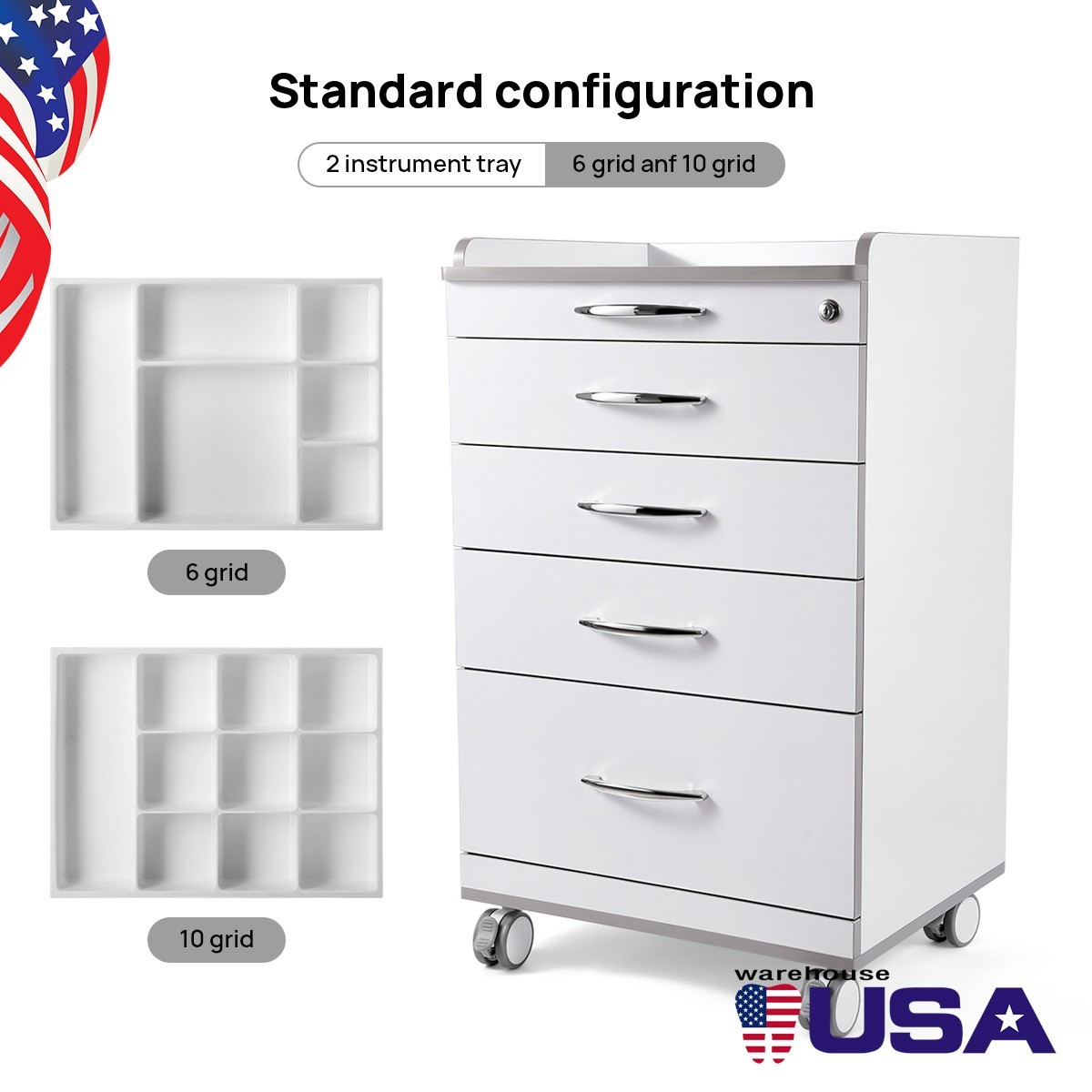US Dental Mobile Cabinet Cart /Electric LED Micro Motor Brushless /1:5 Handpiece