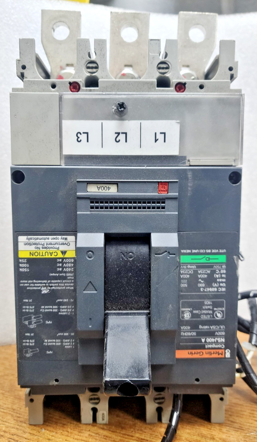 🤠 MERLIN GERIN 400 AMP CIRCUIT BREAKER 600 VAC 3 POLE NSJ400 A