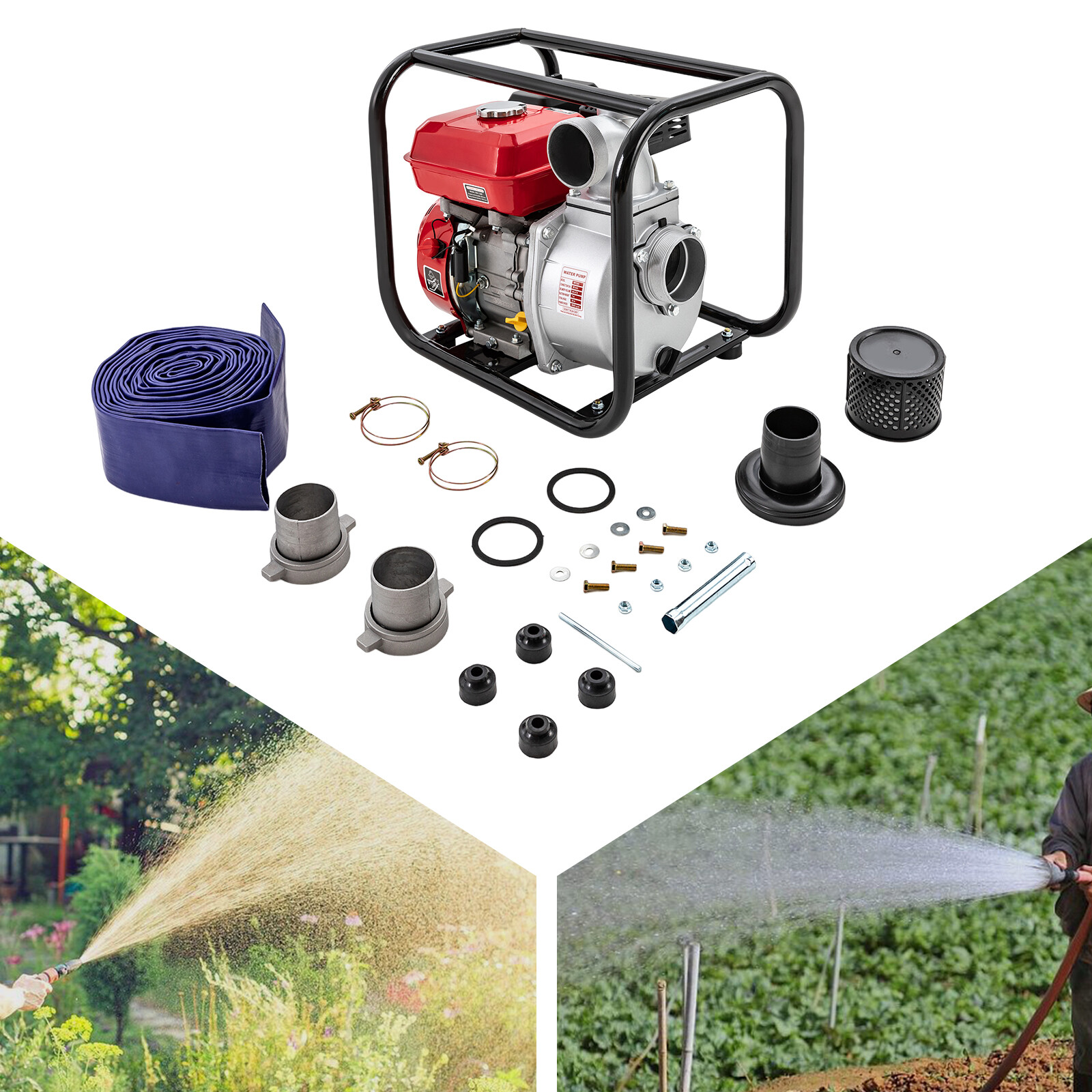 3″ Inch 7.5HP Gas Water Pump Gas-Power Garden Water Irrigation Transfer Pump