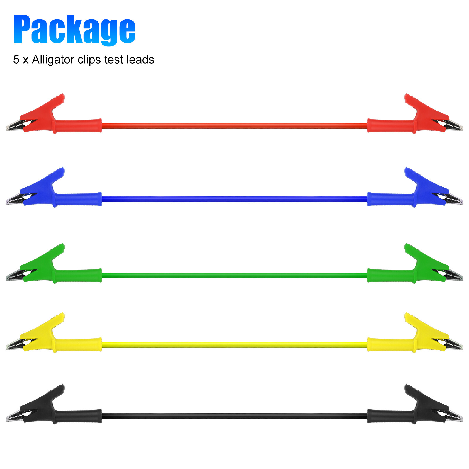 5Pcs 30V 15A Alligator Clips Electrical Test Leads Set Jumper Wires Cables Set