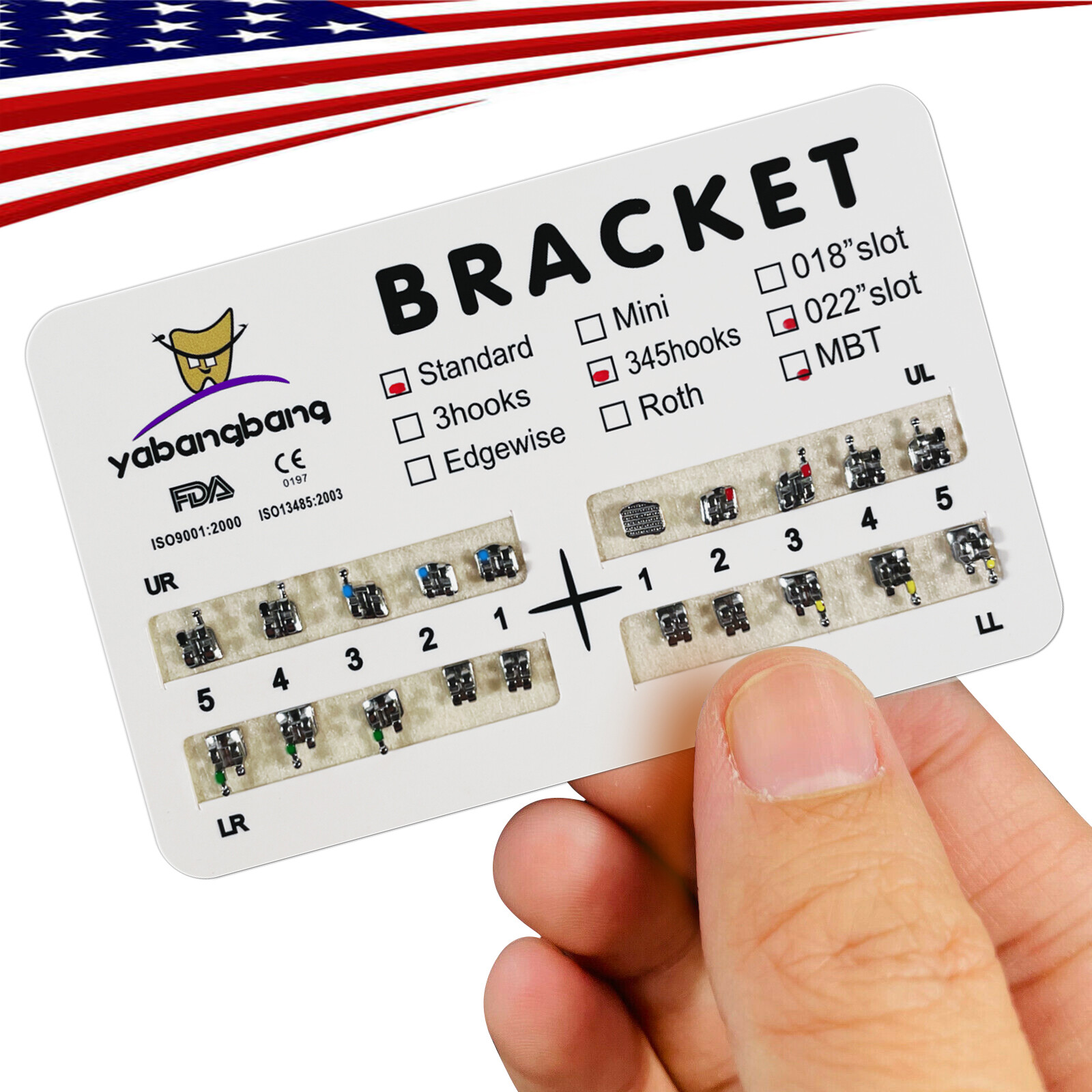 10x SANDENT Dental Orthodontics Brackets Brace Standard MBT 0.022″ Hooks 3-4-5