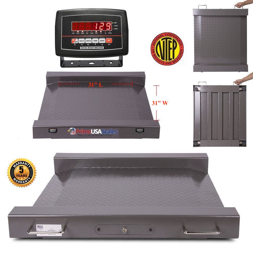 31″x31″ Platform Portable Floor Scale Drum Wheel Chair Scale 2,000 lb x .5 lb