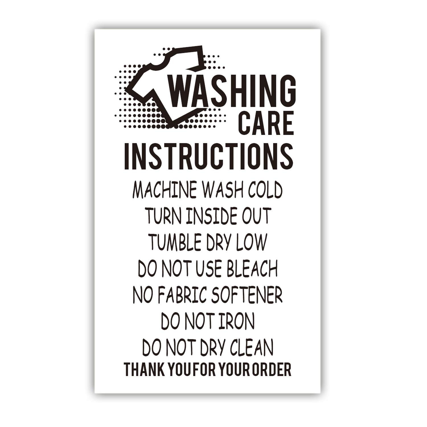 None Brand 50 T-Shirt Washing Instructions 3.5 inches x 2 inches, multicolor