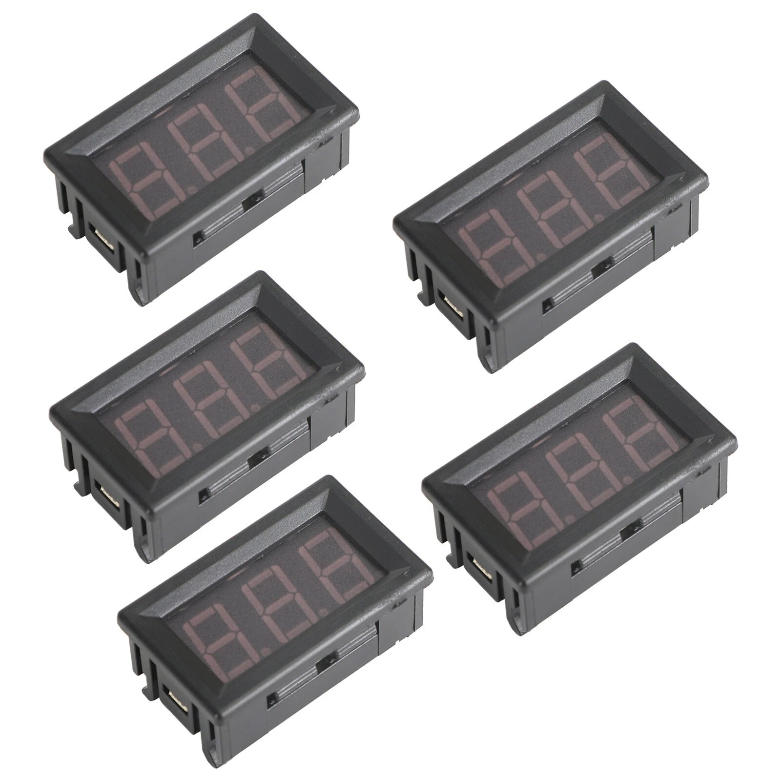 5Pcs Dc 5-120V Voltmeter Red Led Panel 3-Digital Display Volt Meter 2-Wire USA