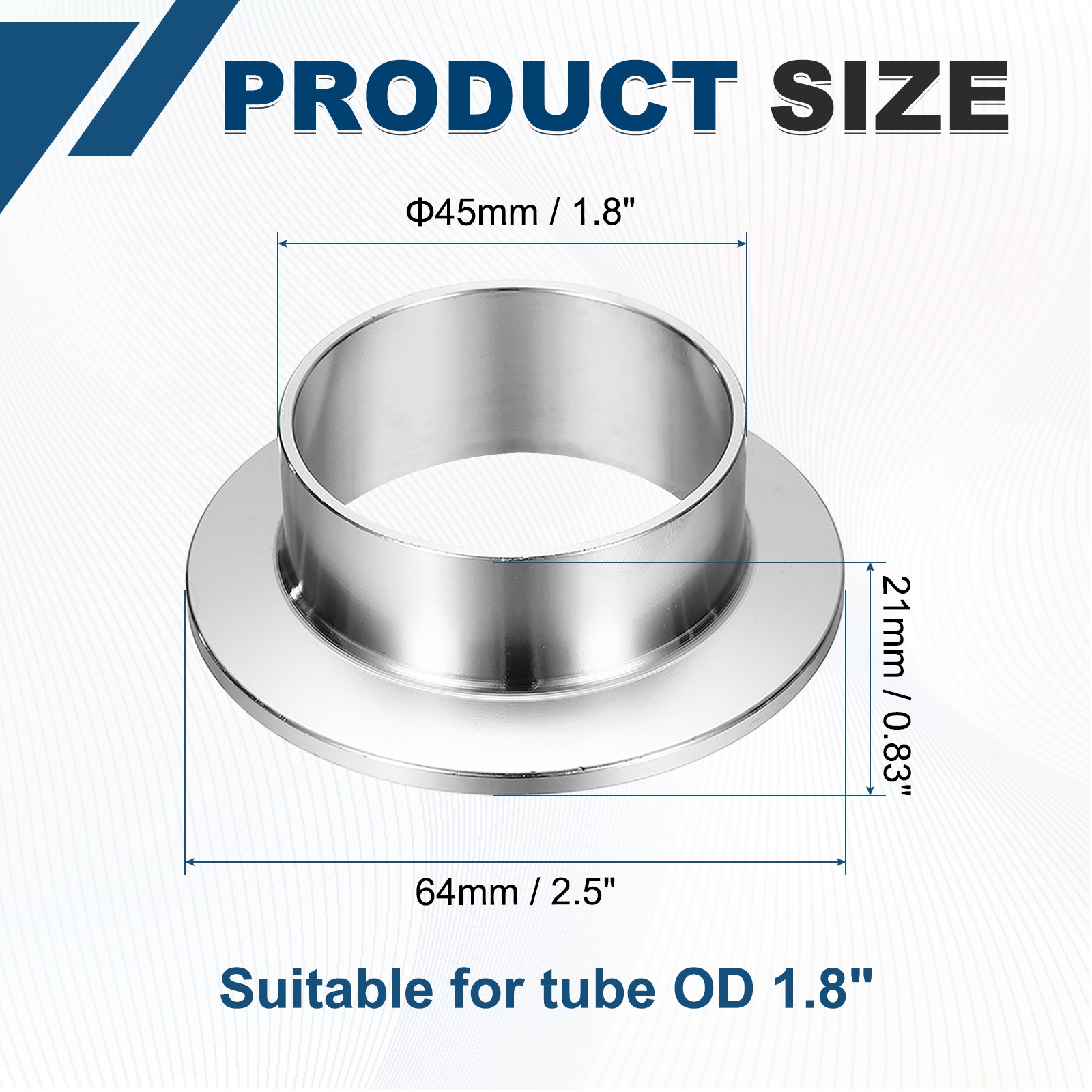 5pcs Sanitary Fitting 45mm(1.8″)-64mm(2.5″) Clamp Short Weld Ferrule Flange