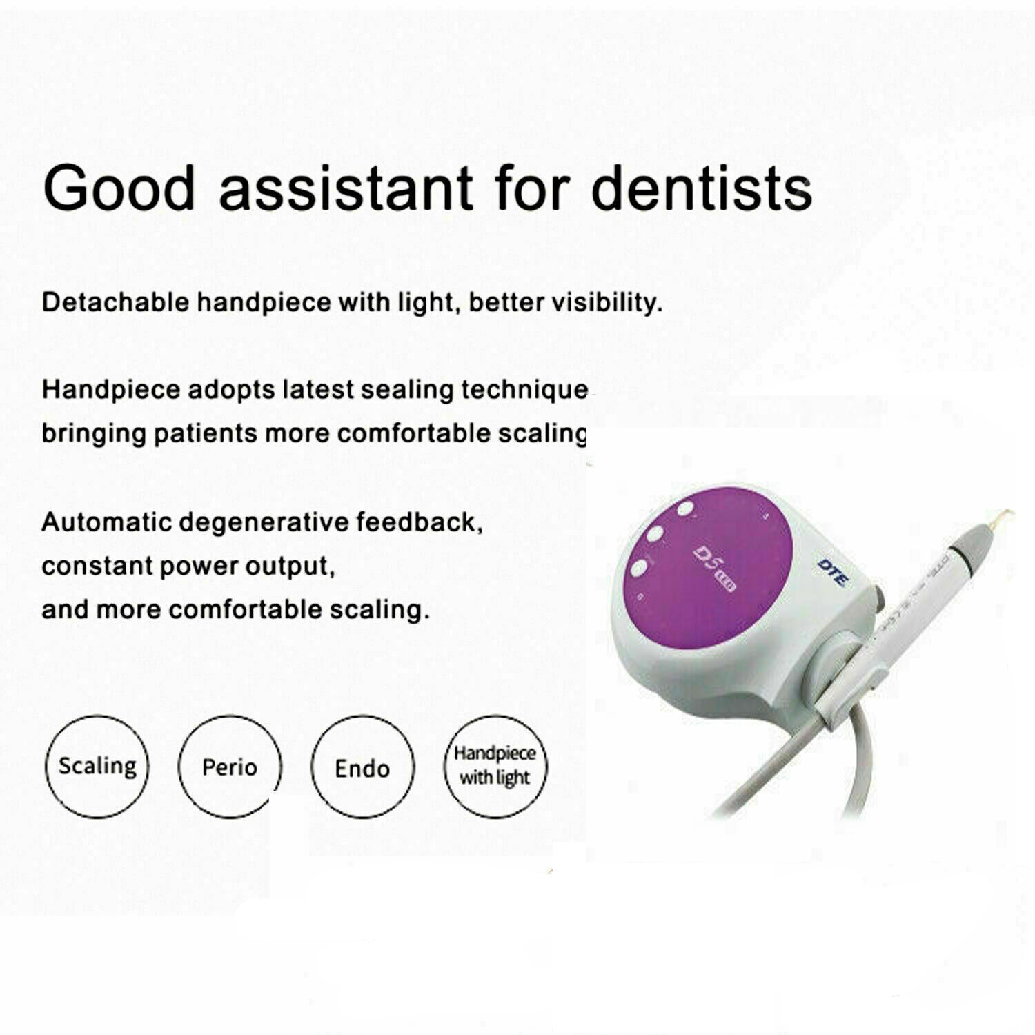 100% Original Woodpecker DTE D5 LED Dental Ultrasonic Scaler, Scaling+Perio+Endo