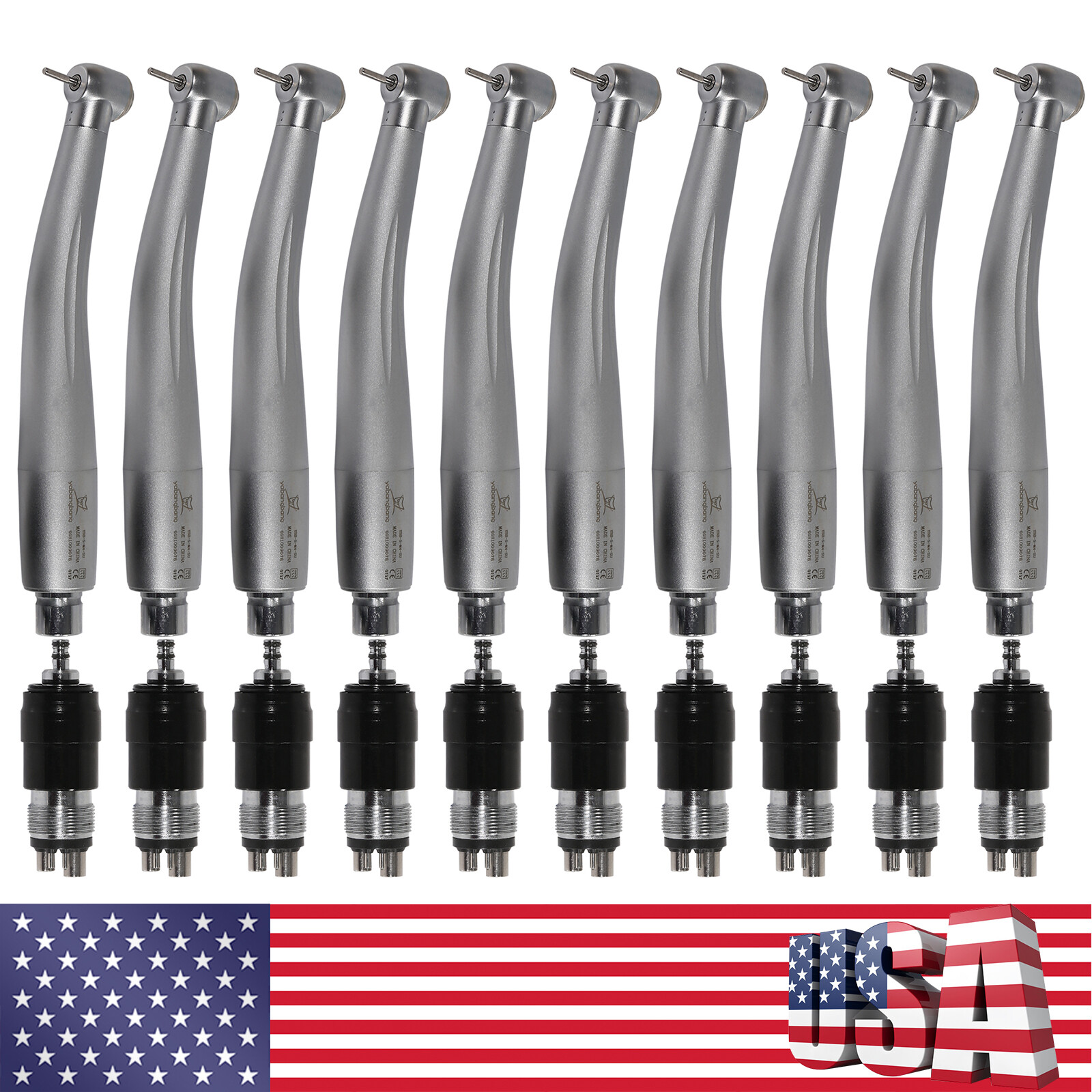 10 Pcs NSK Style Dental High-speed Turbine Handpiece Push Button 4-Hole Coupler