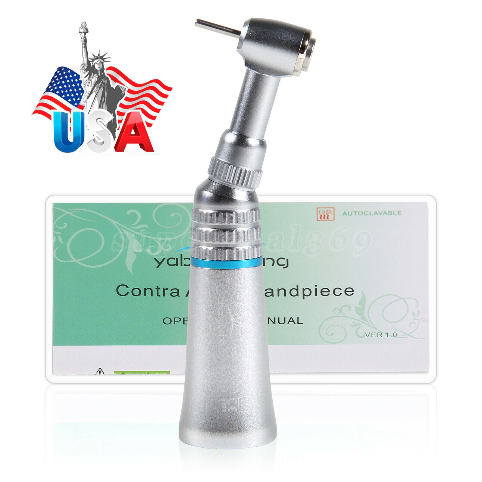 5Pcs Dental Low Speed Push Button Contra Angle Handpiece Fit FG1.6mm burs Yabang