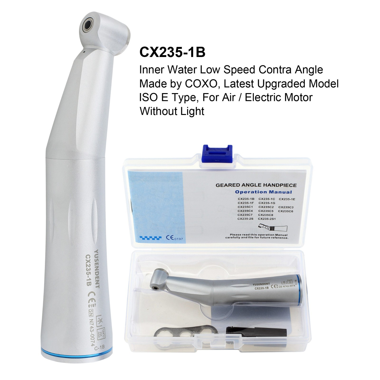 COXO Dental Low Speed Handpiece Inner Water Contra Angle Air Motor M4 Straight
