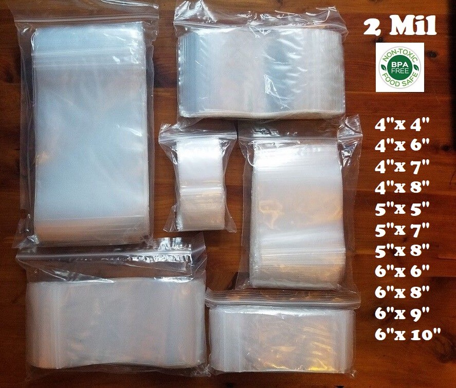 100x 2-Mil Clear Zip Plastic Lock Bags Poly Jewelry Zipper Pill Baggies US 4″ 6″