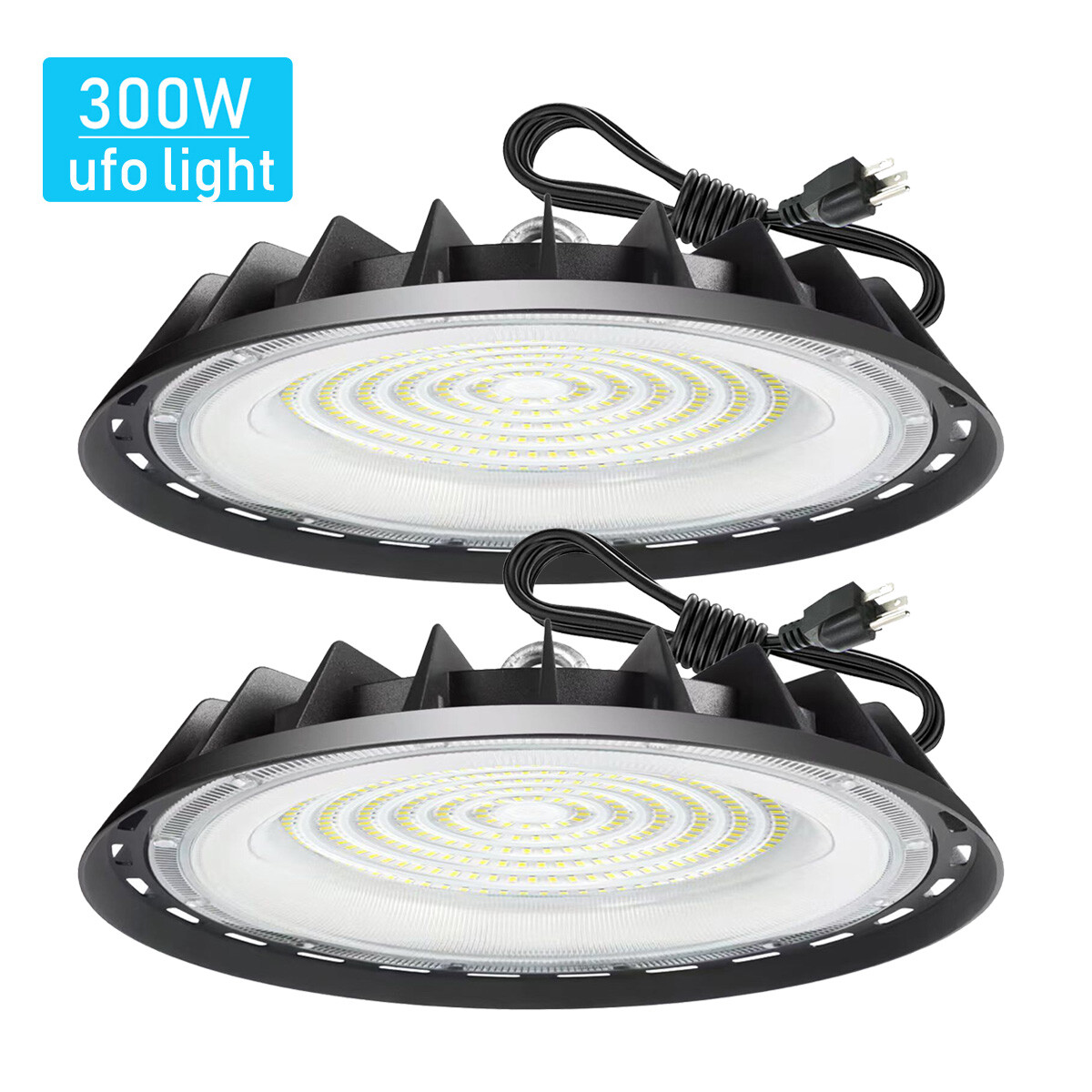 2 Pack 300W UFO Led High Bay Light Commercial Industrial Warehouse Light 5000K