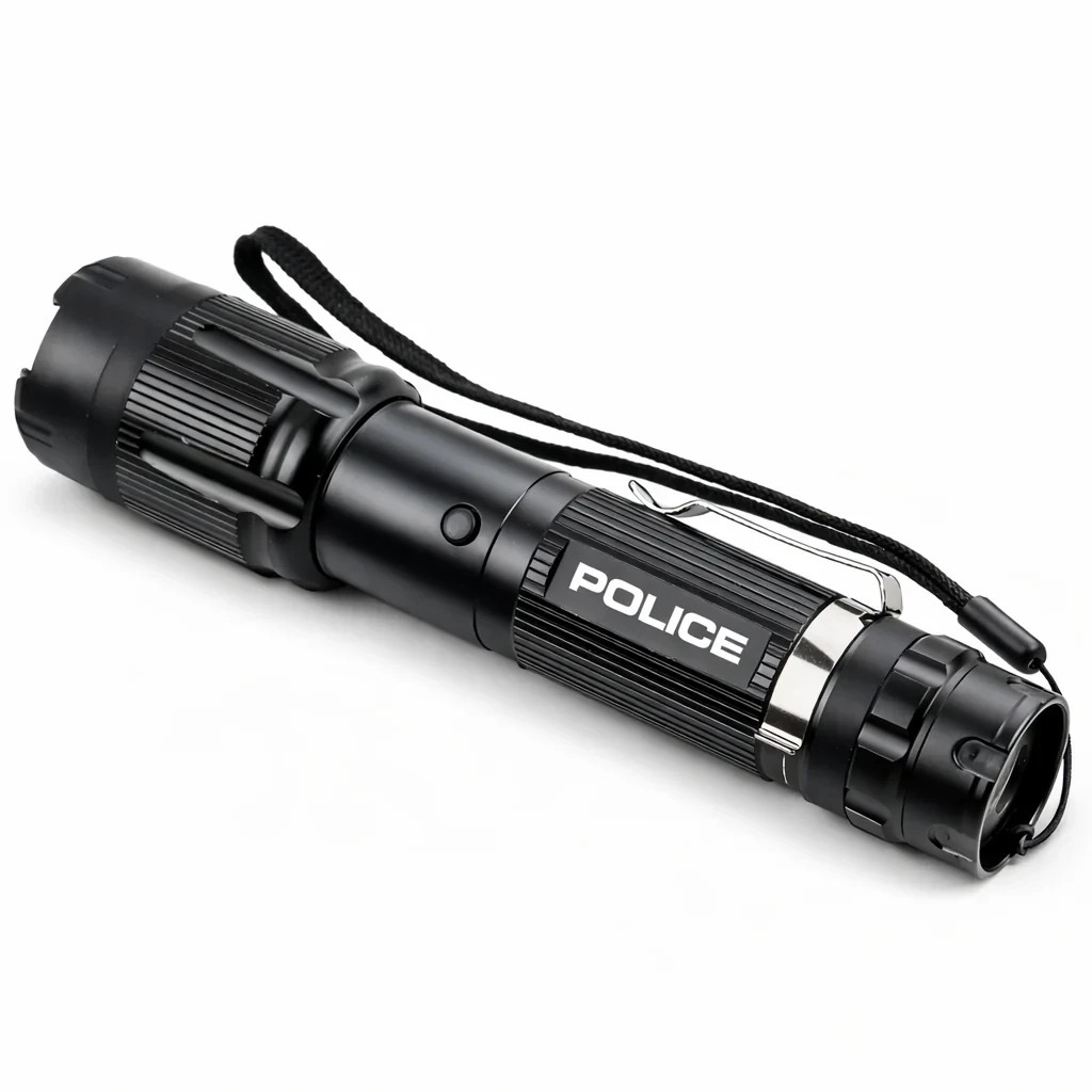 POLICE Stun Gun 1158 Max Volt Metal Self Defense Rechargeable LED Flashlight