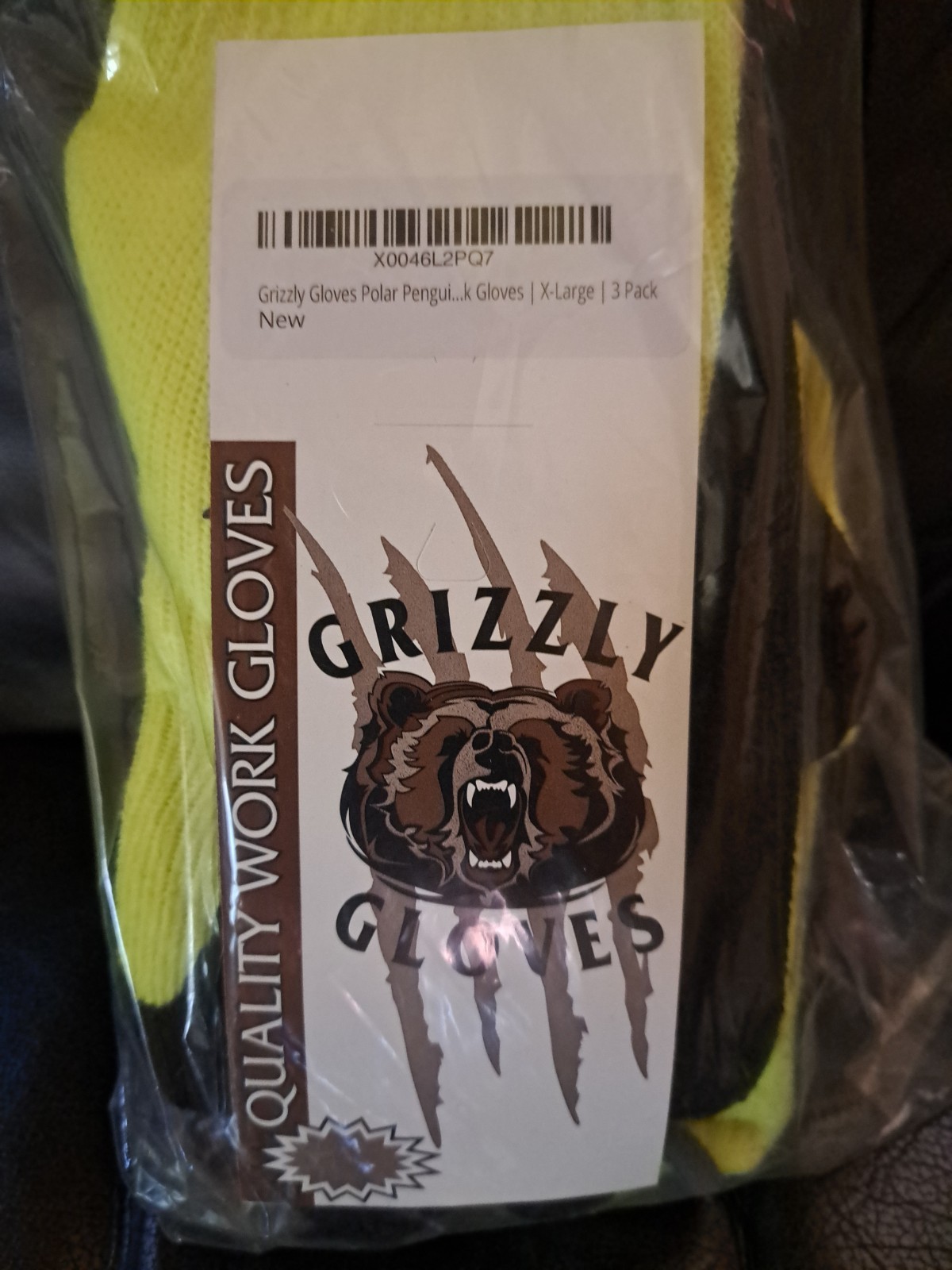 Polar Penguin 3396HY Winter Grizzly Gloves Latex Palm, Hi-Vis Yellow (6 Pairs)